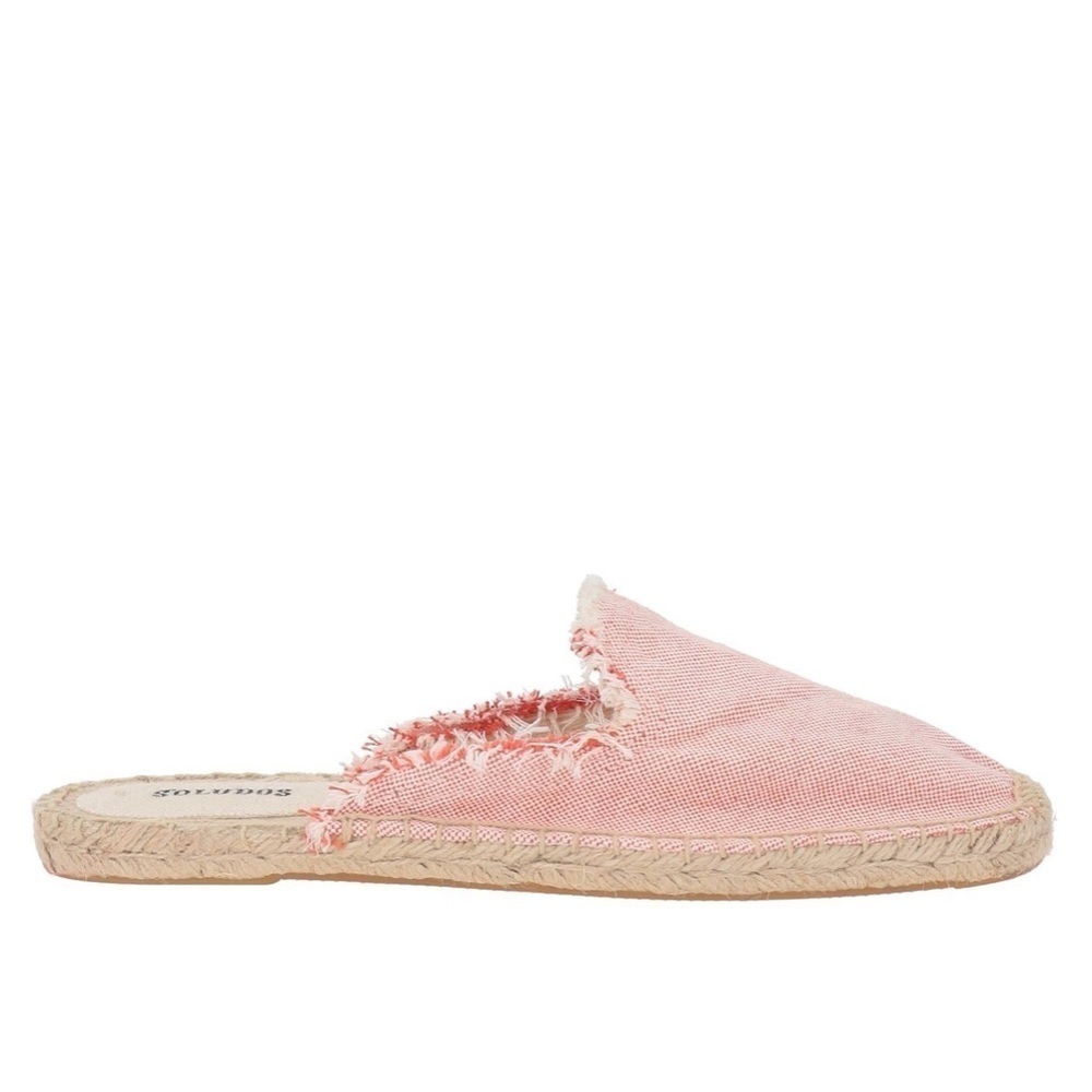 Soludos Orange & White Rust Canva Espadrille Mules Size 10 US